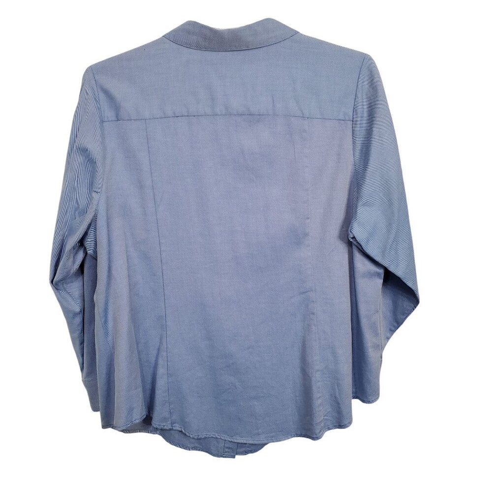 Lane Bryant Plus Size 24 Shirt Stripe Button Up Long Sleeve Collared Cotton Blue - Picture 3 of 10